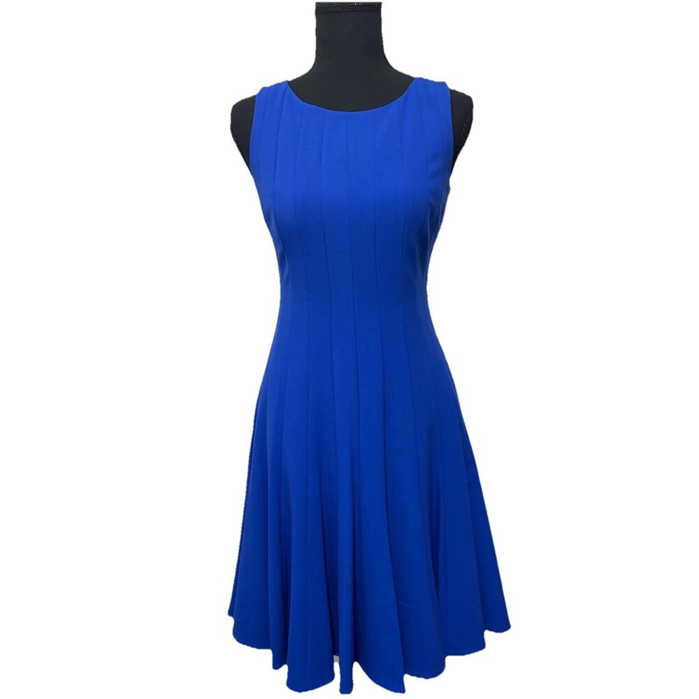 Calvin Klein Royal Blue Fit Flare Dress Sleeveless Scuba Knit Size 4P
